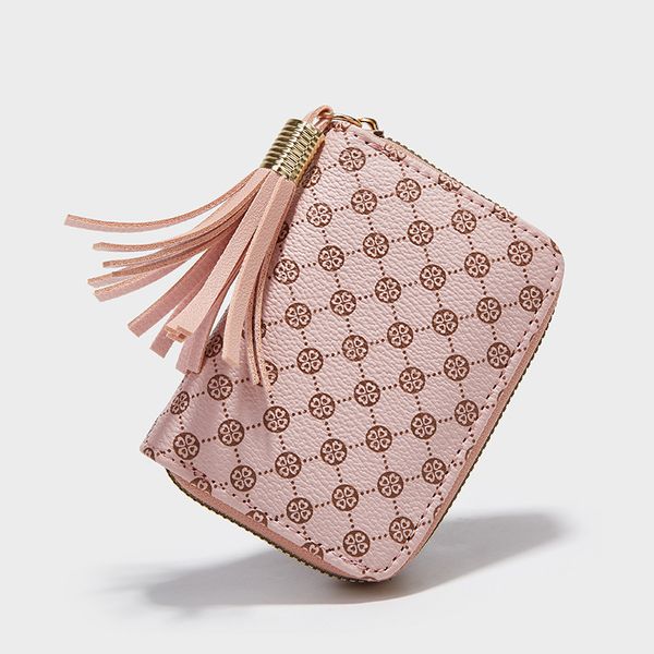 

2022 new tassel card bag printed multi-card position for women exquisite large capacity card folder 415202261712 pink