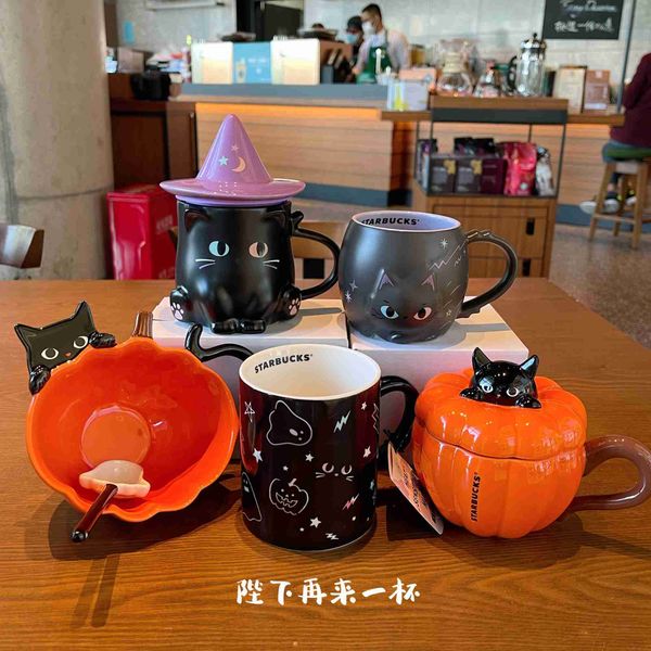 

south korea starbucks cup 2021 christmas black cat elf pumpkin mug with spoon sweet bowl