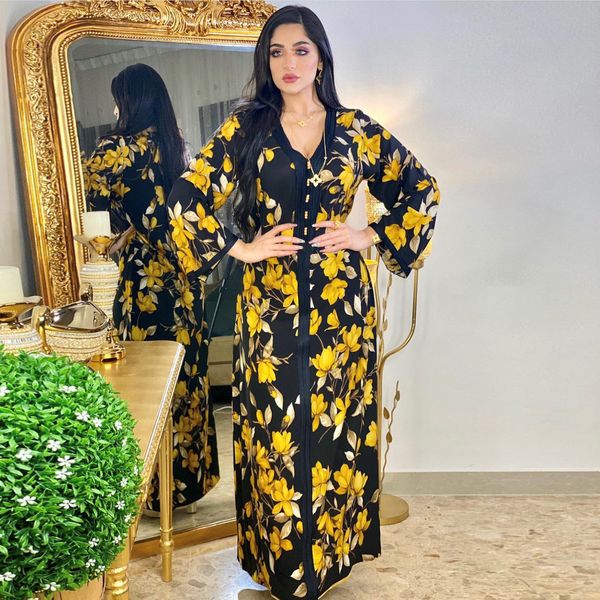 

muslim fashion hijab dress jalabiya floral printed dresses for women dubai abaya turkey african islam clothing moroccan kaftan, Red