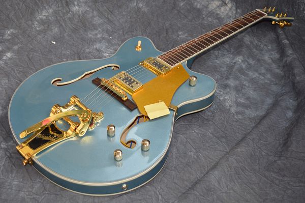 

custom jazz electric guitar semi hollow body gold hardware,large rocker