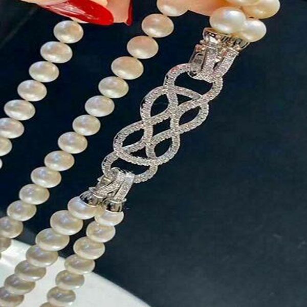 24-дюймовые двойные пряди AAA 7-8 мм натуральное ожерелье Akoya White Pearl