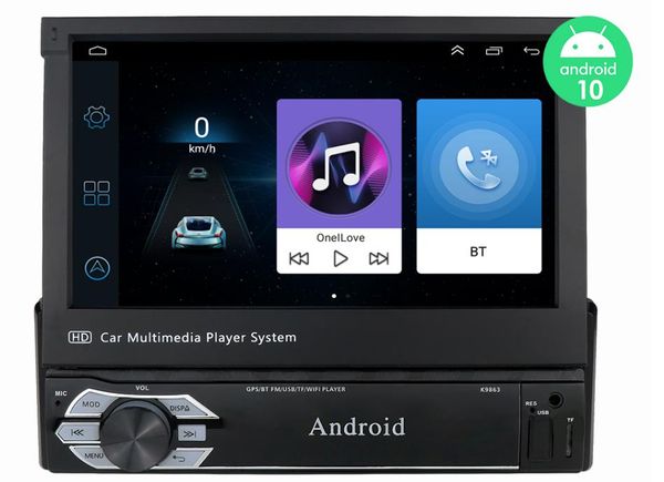 Автомобильное радио Android 9.0 HD 1024x600 CAR DVD -плеер для универсального монитора 4G Wi -Fi GPS Head Bind 1din 2G RAM RDS BT