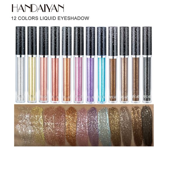 Handaiyan Liquid Eye Sombra 12 Color Único Glitter Diamante Pérola Alta Brilhante Metálico Acabamento Maquiagem Composição Com USPS