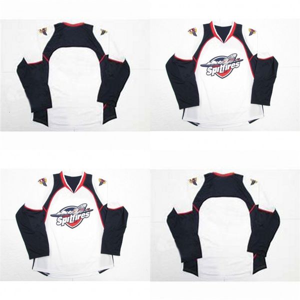 

mit windsor spitfire jersey jersey mens womens youth 100% embroidery cusotm any name any number white hockey jersey, Black