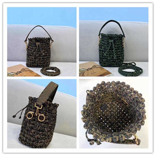 

2022 designer mon tresor bucket bag jacquard woven mini handbag shoulder size:12x18x10cm