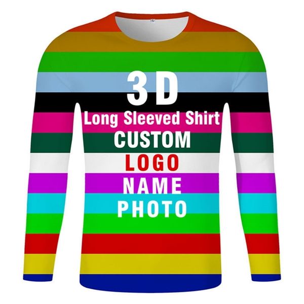 3D-Langarm-T-Shirt, kostenloser individueller Text, Name, DIY-T-Shirt, Flagge, langärmelig, Nation-Team-T-Shirt, langärmelige Streetwear-Kleidung 220614