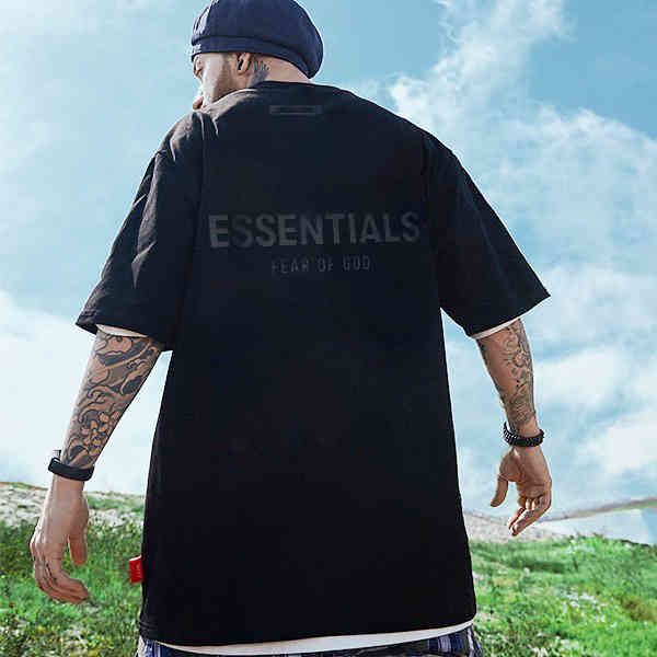 

of god fog thread sens letter sleeve men's fashion loose high street women's t-shirt summer 2022 luxury brand fashion design sweat, White;black