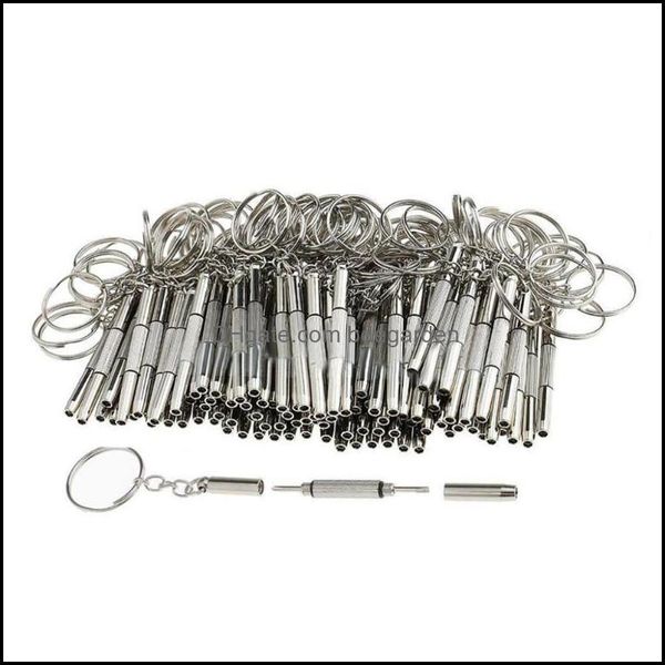 

keychains fashion accessories 100pcs mtifunction 3 in 1 eyeglasses screwdrivers key chain repair tools keychain jewelry drop delivery 2021 l, Silver