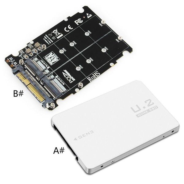 Conectores de cabos de computador M.2 SSD para U.2 Adaptador 2in1 NVME e SATA-BUS NGFF PCI-E SFF-8639 PCIE M2 Converter para desktopcomputer