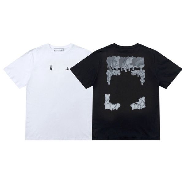 

fashion offs brand mens t shirts designer classic back arrow melt gradient t-shirt luxury 3d letter print casual loose clothing women couple, White;black