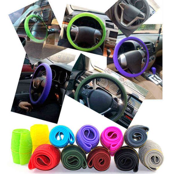 

1pc universal multi colors auto silicone steering wheel glove cover soft car steering wheel protection cover automobiles accessories y220422