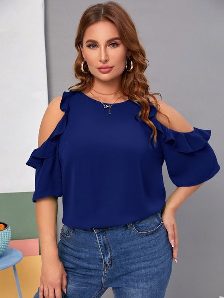 

plus cold shoulder ruffle detail n0j6#, Black