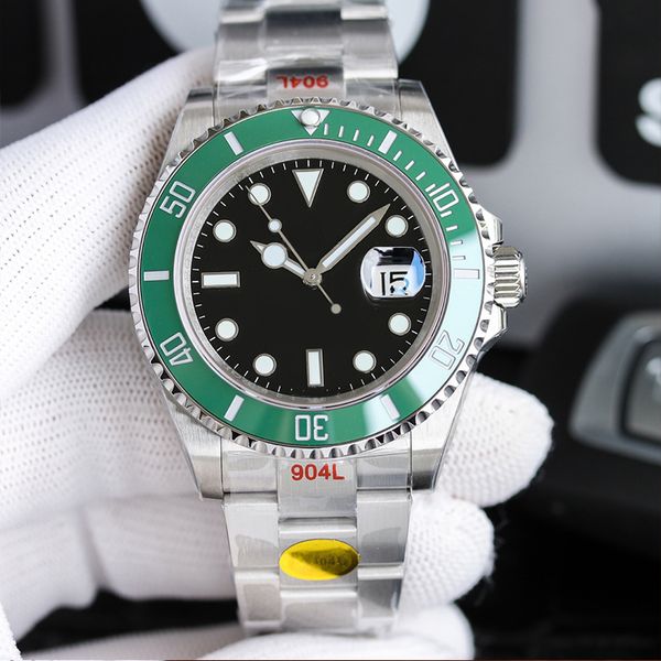 

mens watches automatic mechanical st9 watch 40mm submarine watch ceramic green dial sports stainless steel strap sapphire mirror waterproof, Slivery;brown