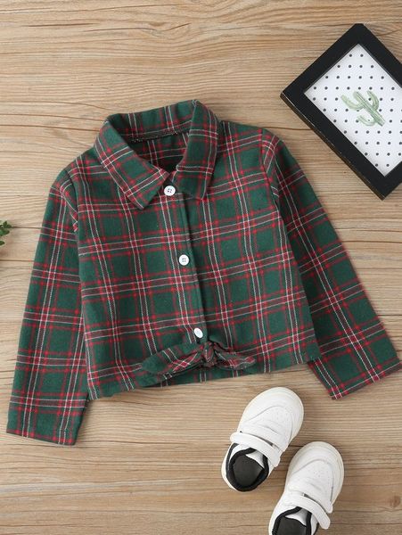 

toddler girls tartan knot front blouse she, White;black