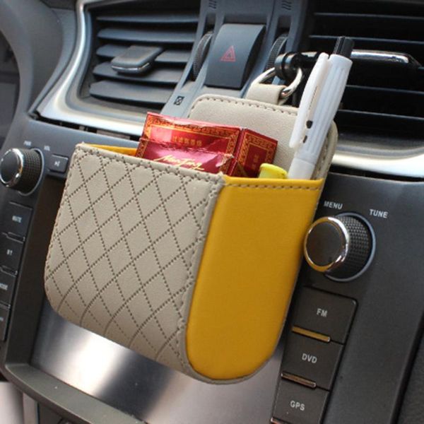 Organizzatore per auto Presa multifunzione Ventilazione Sedile posteriore Scatola portaoggetti ordinata Portamonete Portafoglio portatile in PU Organizzazione borsa per automobile