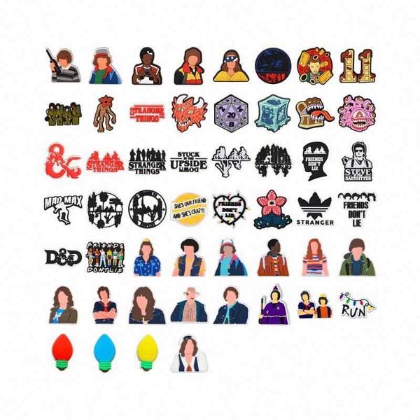 

stranger things available promotional shoes decoration charms soft pvc shoe charms for croc luxury charms, White;pink