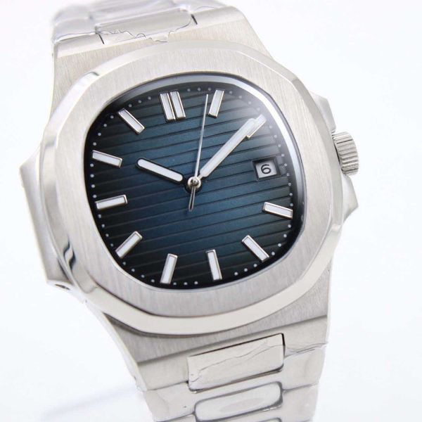 

new sports mens watch automatic mechaincal movement glass back watches stainless steel case blue dial 5711 mens wristwatches, Slivery;brown