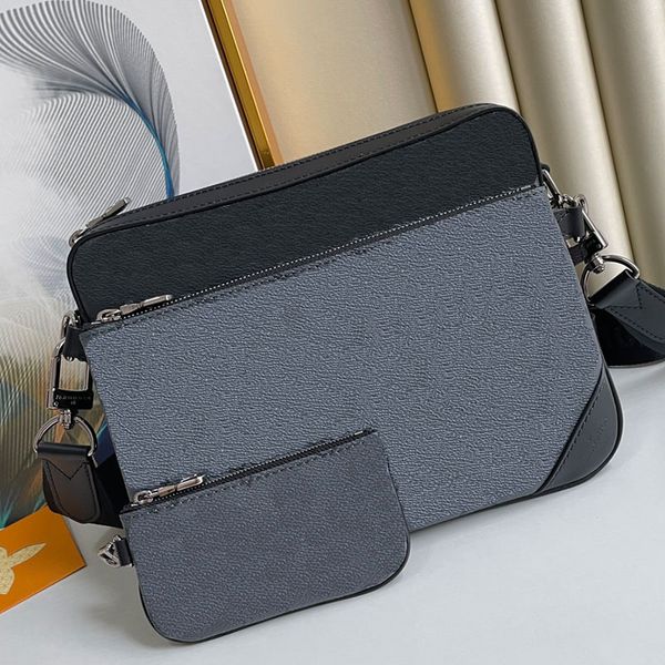 

shoulder bags original single quality designer messenger handbag m69443 25.18.7cm black flower three-piece men's wallet made of first l