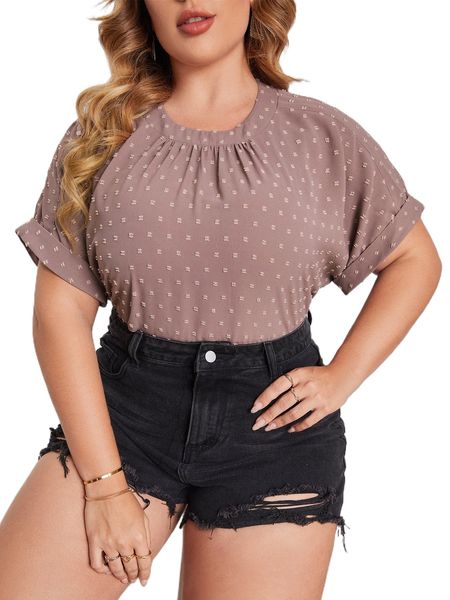 

plus swiss dot batwing sleeve blouse m9oq#, Black