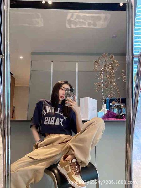 

women's t-shirt ce family spring and summer letter short sleeve tee high waist short style exposed navel round neck 100 fashion tilq nt, White