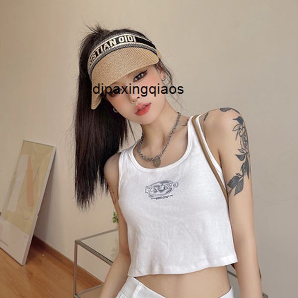 

designer christian ball caps baseball letter d home empty straw hat korean sunscreen no travel woven live broadcast, Blue;gray