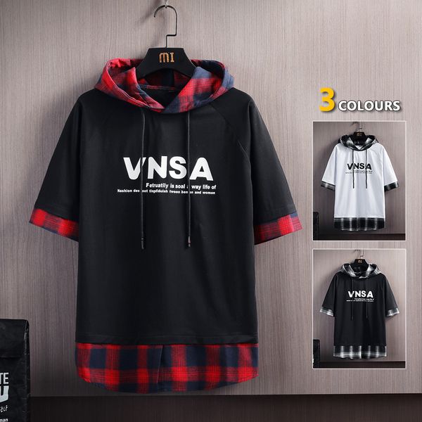

men hooded hip hop tshirts tee mens summer fashion causal tshirt male streetwear oversize tshirts220622, White;black
