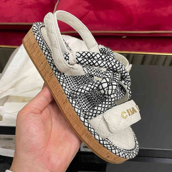 

slippers thick soled slippers women's summer hemp rope flat bottom small fragrance casual color matching open toe sandals, Black