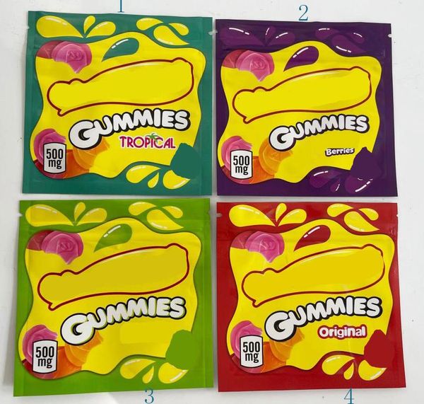

empty 4 types 500mg cannaburst packaging bags edible gummmies package bag smell proof resealable zipper pouch packages candy gummy mylar bag