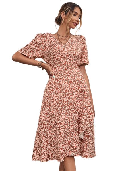 

ditsy floral tulip hem dress w9jp#, Black;gray