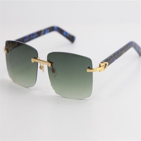 

new fashion rimless marble blue plank sunglasses 8200757 driving eyewear designer mens women luxury sunglasses279o, White;black