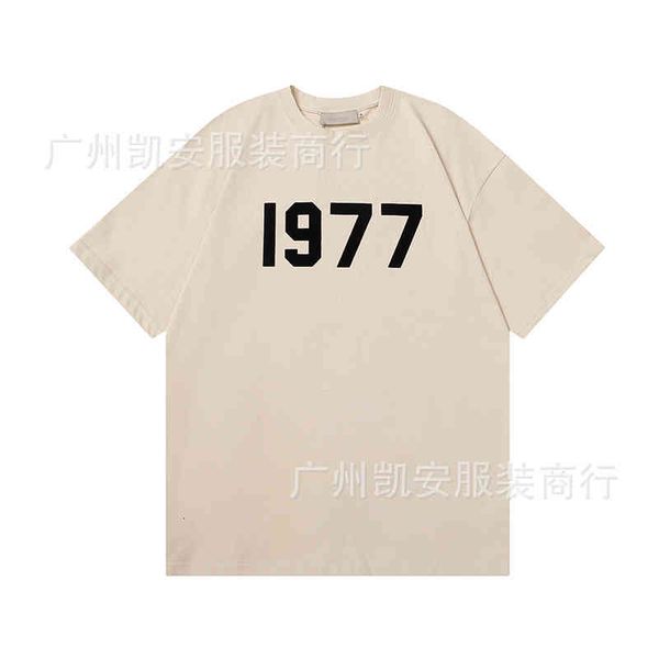 

50% discount essentials fog season double 8 thread 22ss digital 1977 flocking loose t-shirt short sleeve factory sales, White;black