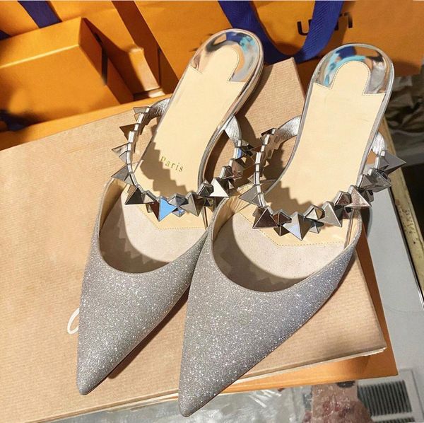 

women sandals pointed toe high heels fashion lady red bottoms pumps planet choc studded slipper wedding dress party with box,eu43, Black