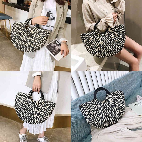 

evening bags zomer halve cirkel stro handtassen voor vrouwen bohemen strand tassen mode schoudertas dames shopper handvat tas portemonnees 2