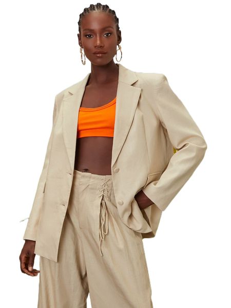

newness solid button front blazer j08c#, White