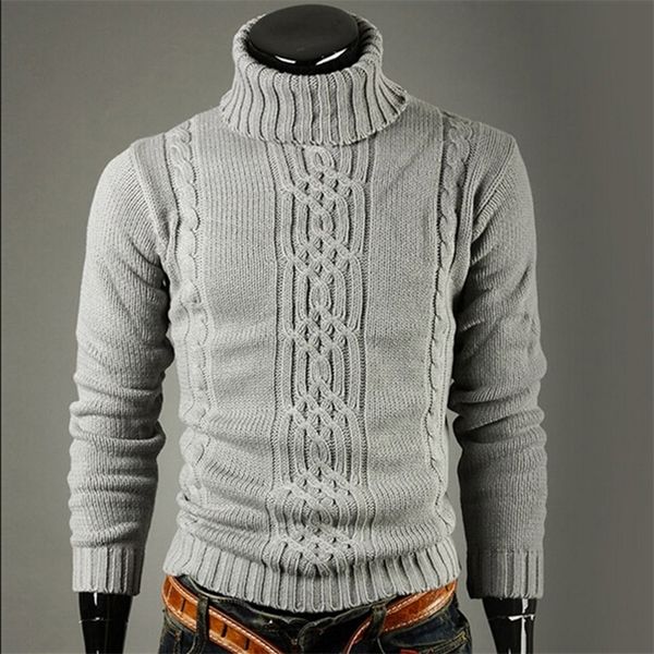

fashion brand slim men's knit lapel long sleeve turtleneck turtleneck solid color regular sweater for men winter high neck 201126, White;black