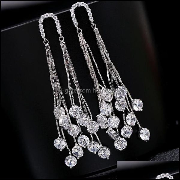 

long exaggerated tassel earrings women party wedding jewelry sparkling clea rhinestone s925 sier drop delivery 2021 charm mawcf, Golden