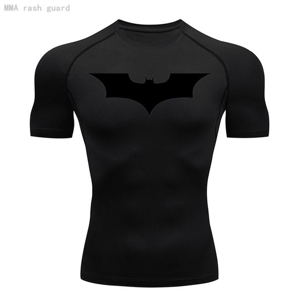

training shirt compression man breathable summer short sleeve gym t shirt mma sport black skinny run 220622, White;black