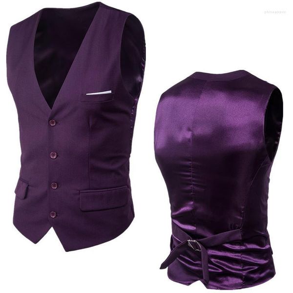 Gilet da uomo Viola Gilet da uomo 2022 Primavera Slim Fit Gilet senza maniche Mens Formale Abito da sposa Business Chaleco HombreMen's Phin22