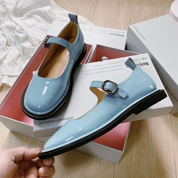 

candy color harajuku platform mary jane shoes women gothic retro patent leather loafers designer fashion buckle strap flats 220616, Black
