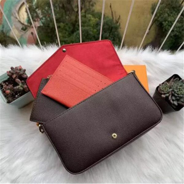 

2022 3a luxurys bag favorite multi accessories 3 pcs/set women crossbody purse messenger bags handbags flowers shoulder lady leather 61276, Red;black
