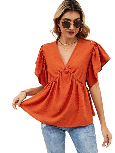 

butterfly sleeve swiss dot peplum d3eq#, White