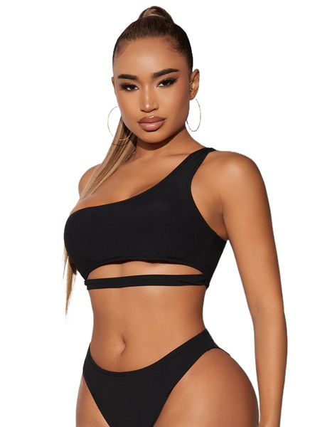 

sxy cut-out rib bikini 958k#, White;black