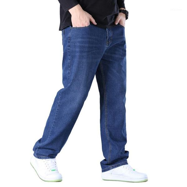 Мужские джинсы 2022 бренд большой размер мужчины на открытом воздухе мягкие мужчины с синими синими повседневными брюками Эластичные прямые брюки 7xl