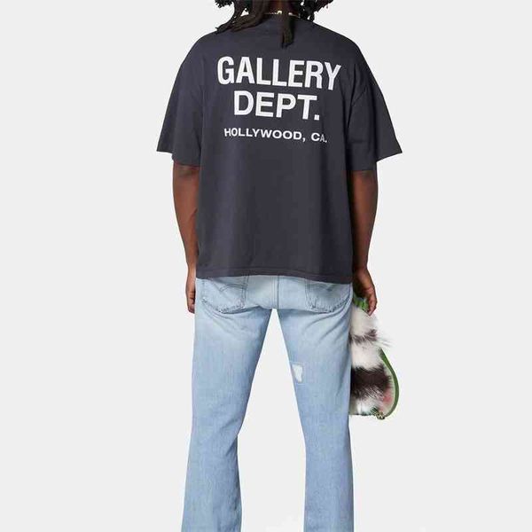 

designer shirt gallerydepts high street basic letter print men's loose round neck short sleeve women's t-shirt fashion trend, White;black