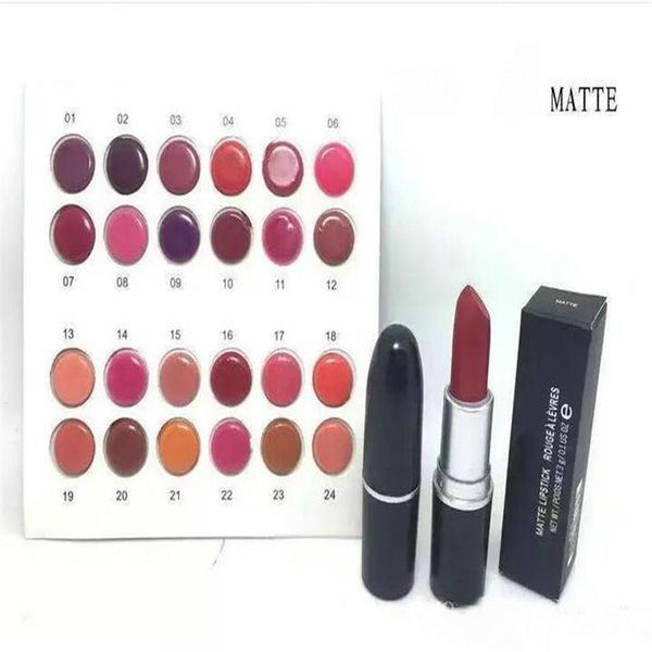 

2019 new makeup lips matte lipstick 24 colors have english name 3g 12pcs lots226s