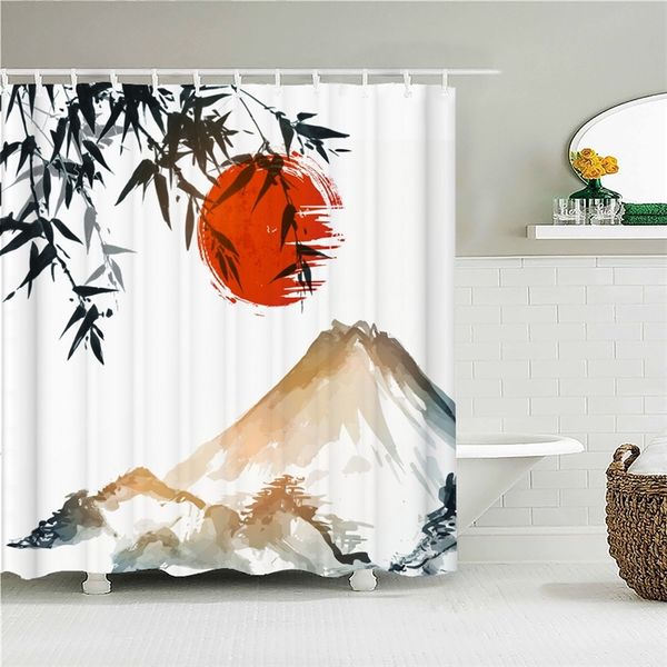 3D 3D Mount Fuji и цветочная занавеска для душа с крючком природное ландшафт.