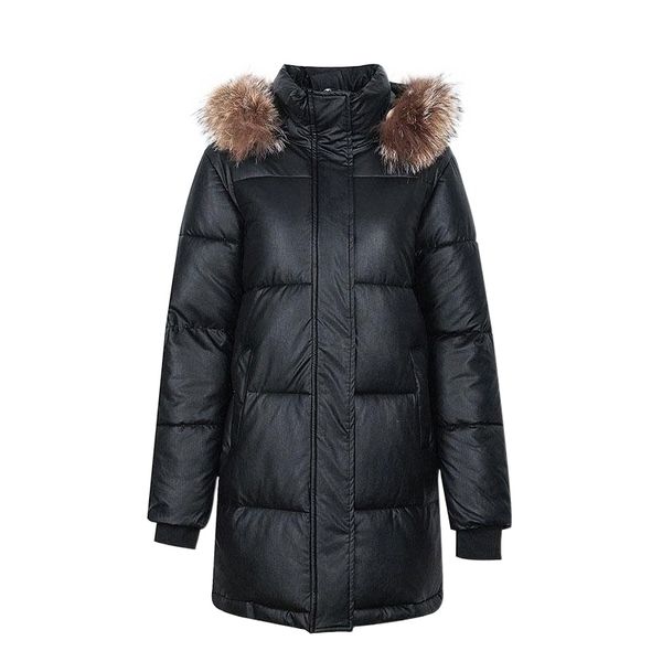 

women's down & parkas 2021 winter woman big fur collar cotton puffer jacket women thick warm hoodies long coat loose large size i0ik#, Black
