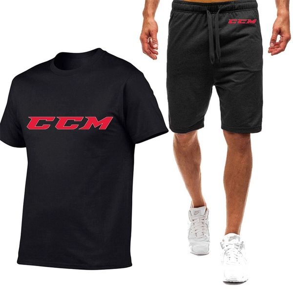 

ccm print men harajuku tracksuit training summer t shirt shorts sports elegant classic handsome comfortable suit 220620, Gray