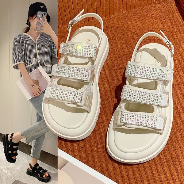 

platform sandal summer new style heighten water diamond outdoor leisure popular beautiful beautiful fashion shoes, Black