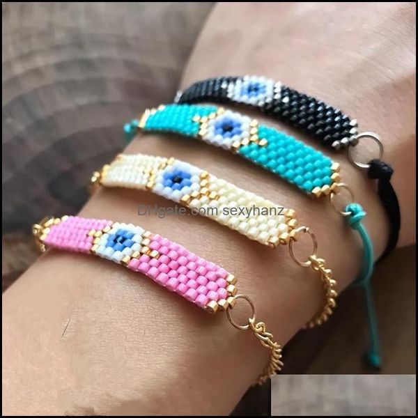 Связанная сеть браслеты ювелирные изделия Go2boho Evil Eye Bracelet Miyuki Turkish для женщин Pseras Оптовые бусы ручной работы.